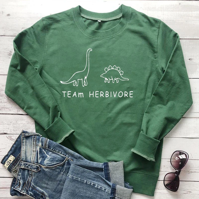 

Команда Herbivore веганских материалов Толстовка Для женщин уличная Kawaii пуловер с динозаврами вегетарианские Lover с длинным рукавом Tumblr Джемпер...