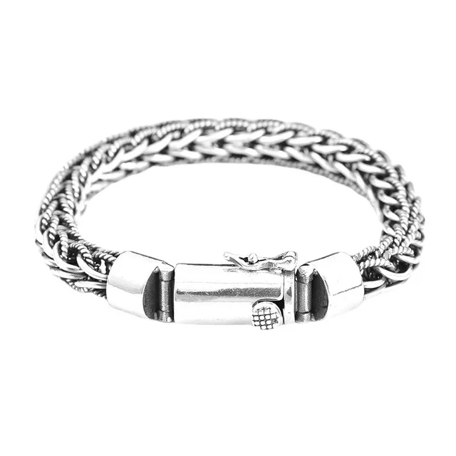 925 Sterling Silver Exquisite Weave Pattern - Retro Man Bracelet 6