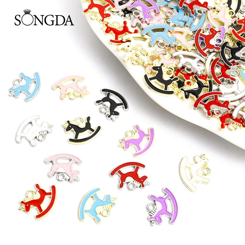 

15pcs Cartoon Trojan Horse Enamel Charms Multicolor Toys Children's Interest Alloy Pendants Making Accessories DIY Jewelry Gifts