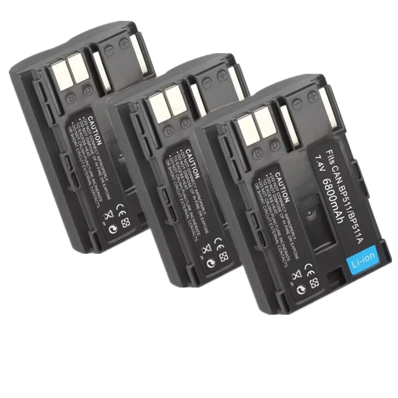 

Аккумулятор для фотоаппарата, 6800 мАч, Φ BP 511A, BP511 BP 511 для Canon EOS 40D 300D 5D 20D 30D 50D 10D G6 L10
