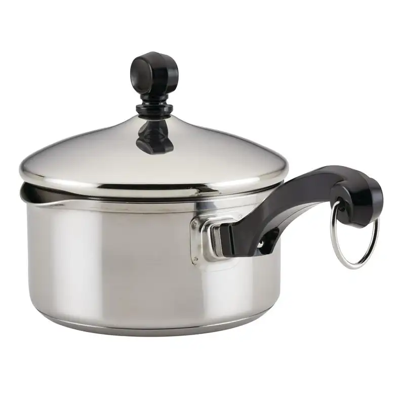 

Stainless Steel Straining Saucepan with Lid, 1-Quart, Silver 냄비 Aluminium pan Cookware Cookware Stainless pot Cooking glass