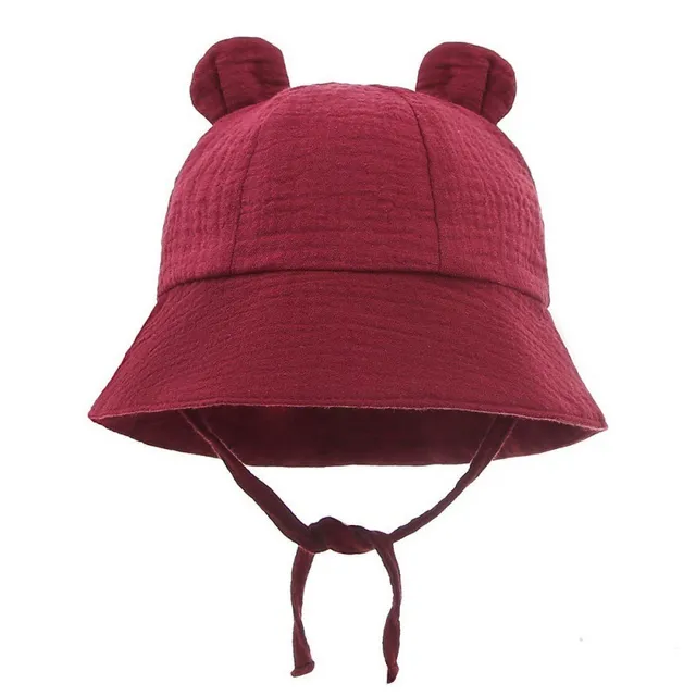 Summer Sun Hat For Kids Cute Bear Ear Hats Toddler Solid Color Beach Panama Hat Boby Boy Girl Fisherman Bucket Caps 0-2Years 6