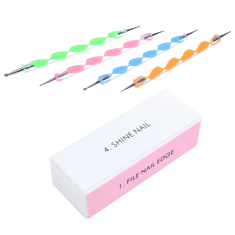 Набор для дизайна ногтей 20 шт. точечная кисть рисования и 5 набор полировки тофу