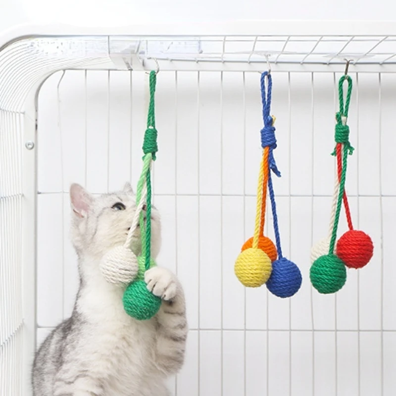 

Hangable Sisal Ball Cat Toy Bite Wear-resistant Soundmaking Toy Cat Toys Interactive Pet Products Pet Supplies Pet Items