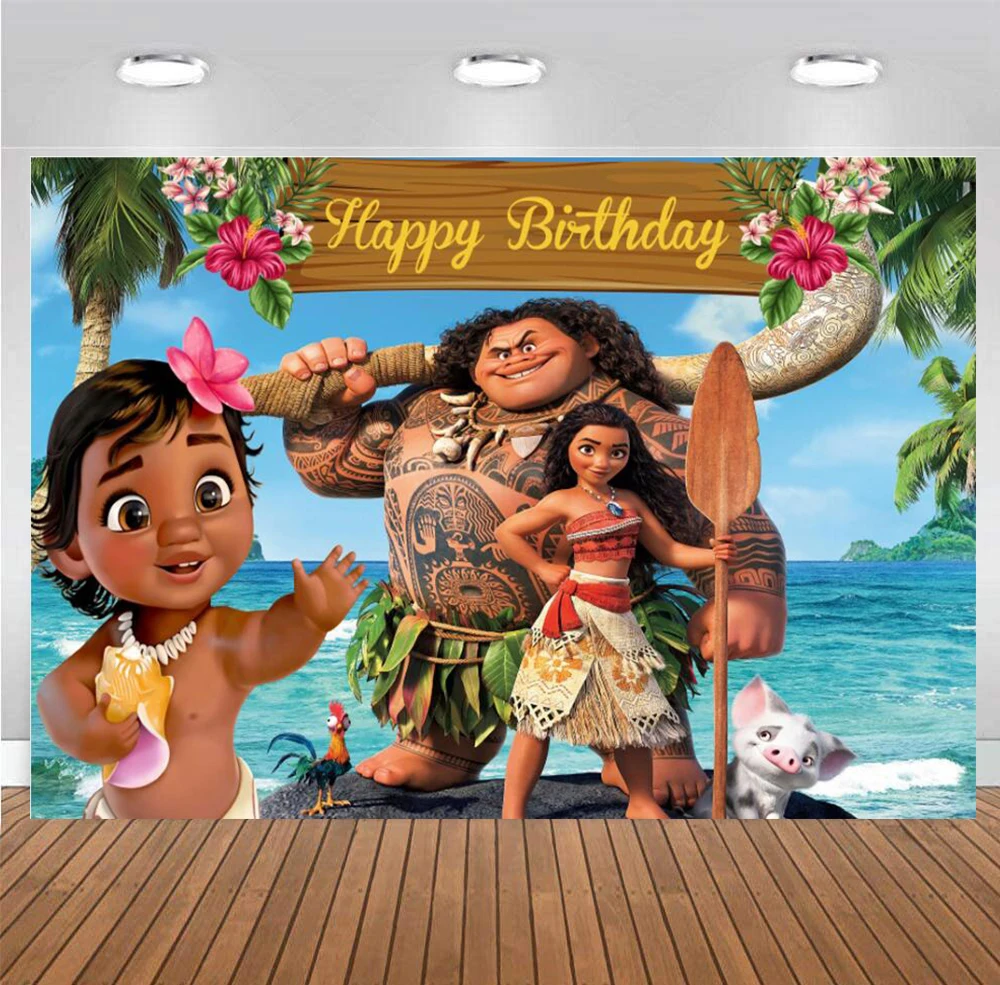 Принцесса ребенок Моана фон для фотосъемки первый новорожденный День Рождения