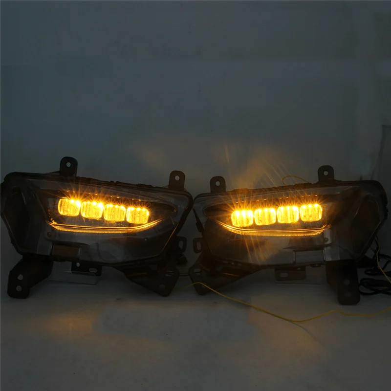 

2Pcs DRL Daytime Running Light LED Front Bumper for 22 Turn Signal 3 Colors Streamer White Blue