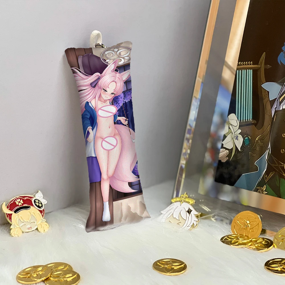 

Брелок для ключей с голубым архивом, аниме аксессуары, кольцо для ключей, маленькая милая подушка для тела, подвеска-сумка для телефона Mini Dakimakura двусторонняя