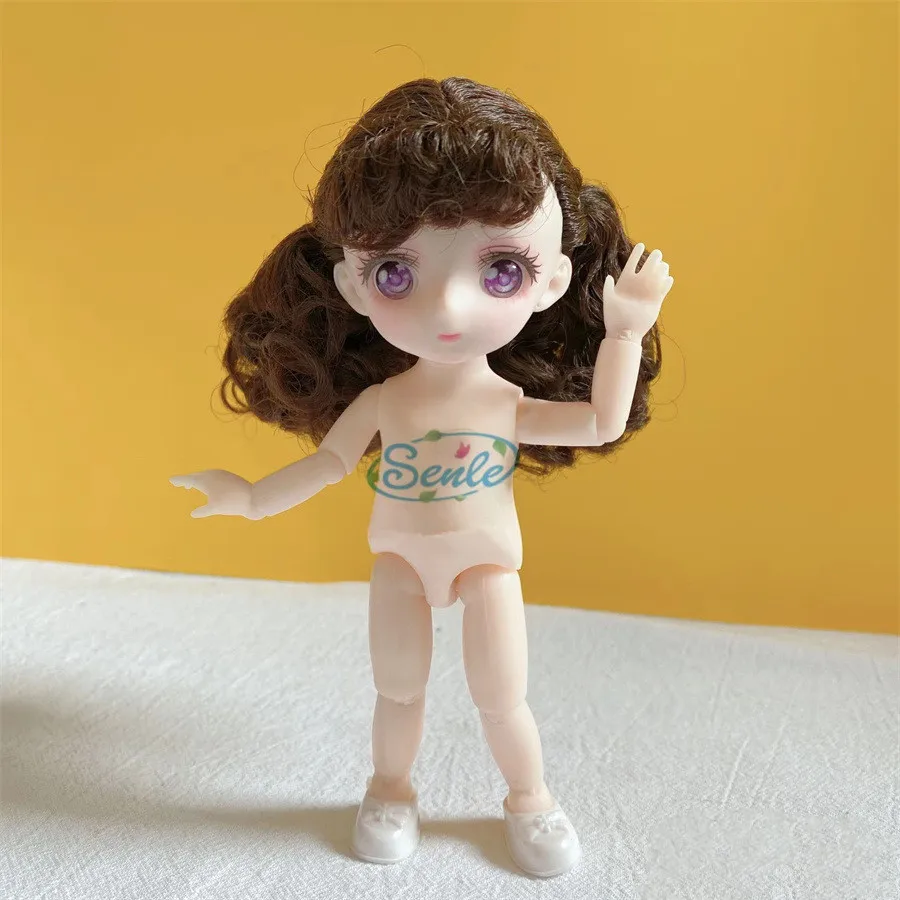 

BJD Doll 16cm 6-inch 13 Joints Are Movable Comic Face Nude Doll 3D Eyes Girl Fashion Body Dress-up Toy The Best Gift for Gift