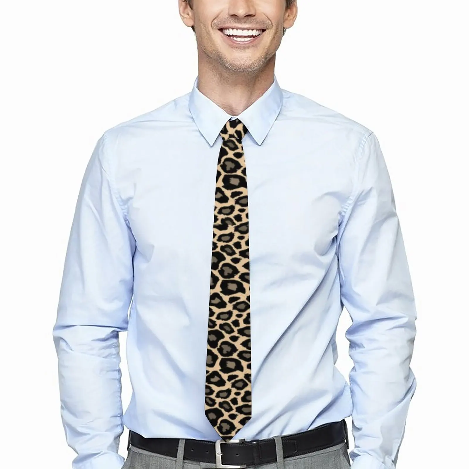 

Funky Leopard Print Tie Black And Tan Retro Casual Neck Ties For Male Wedding Quality Collar Tie Graphic Necktie Accessories
