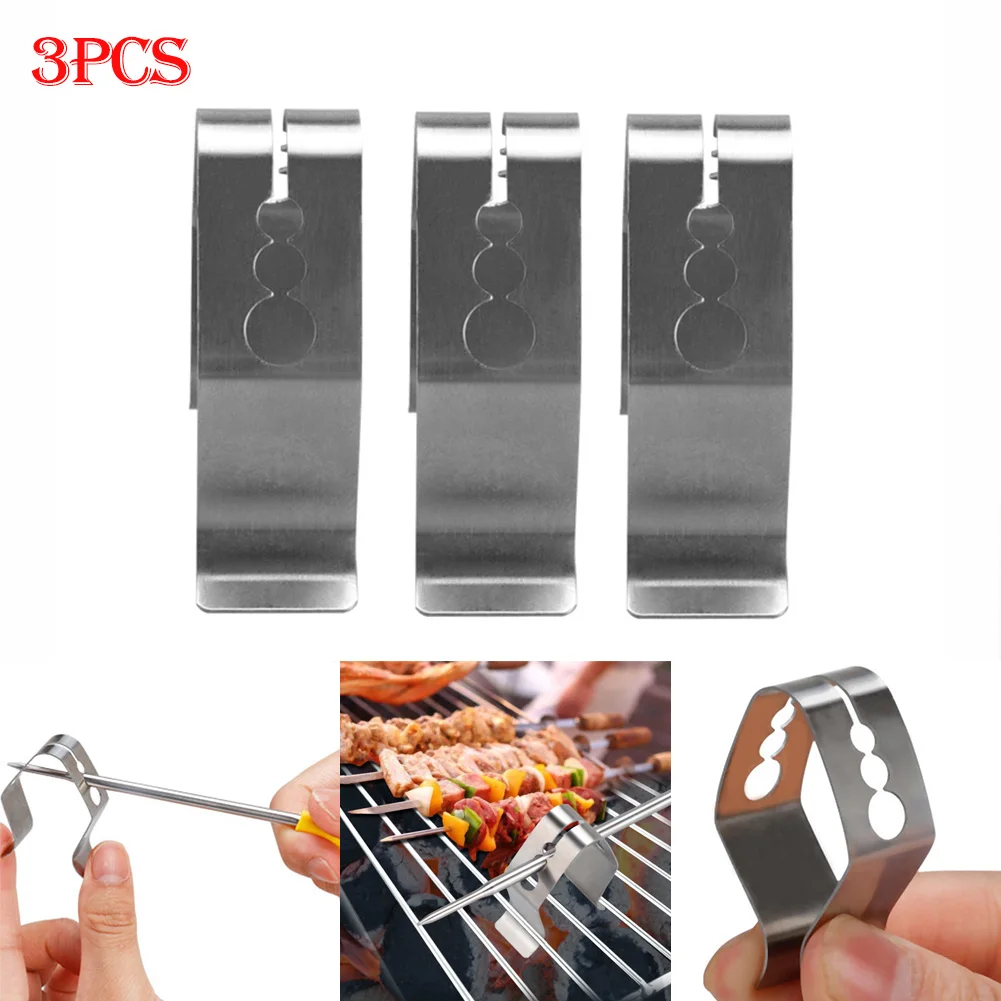 

3PCS BBQ Thermometer Probe Bracket Grill Oven Ambient Probe Holder Clip Upgraded 3-hole Bbq Thermometer Prober Clips Holders
