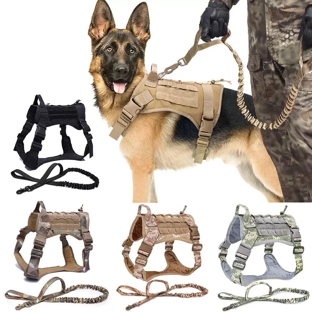 

2022New Tactical Dog Harness Pet Training Vest Dog Harness And Leash Set For Small Medium Big Dogs