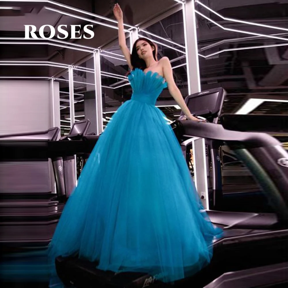 ROSES Синее длинное бирюзовое платье для выпускного вечера Сексуальные вечерние