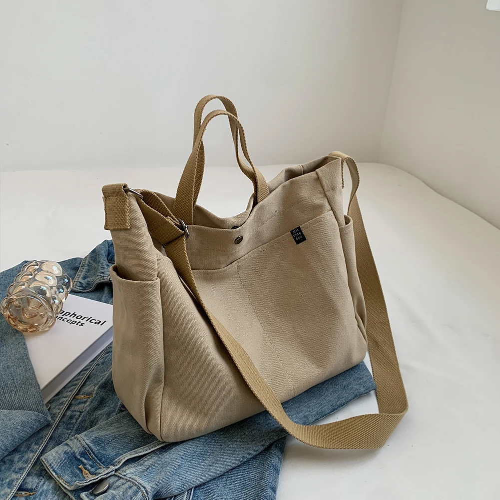 

Casual Canvas Women Shoulder Bags Large Capacity Lades Shopping Totes Vintage Top-Handle Bags Female Daily Crossbody Handbags