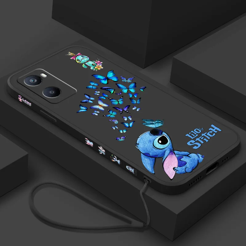 

Disney Stitch Butterfly For OPPO A53S A52 A33 A32 A31 A16S A12 A11S A9 A5 F21 F11 2020 Pro Liquid Left Rope Phone Case