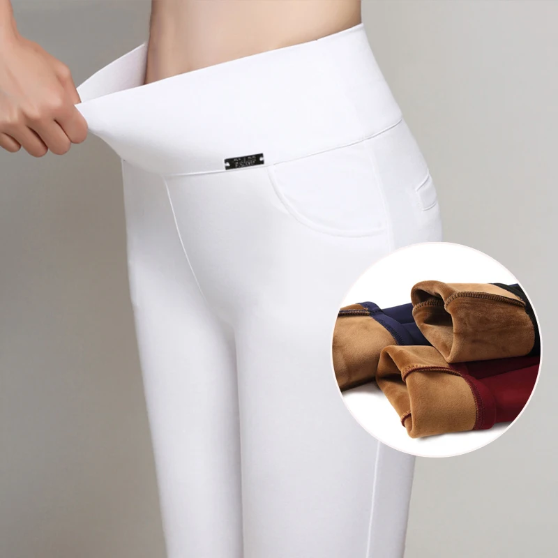 Dropshipping Real SoftCo HighWaist Skinny Leggings Winter Warm Trousers Super-thick Stretch Lamb Plush Thickened Cashmere Pants