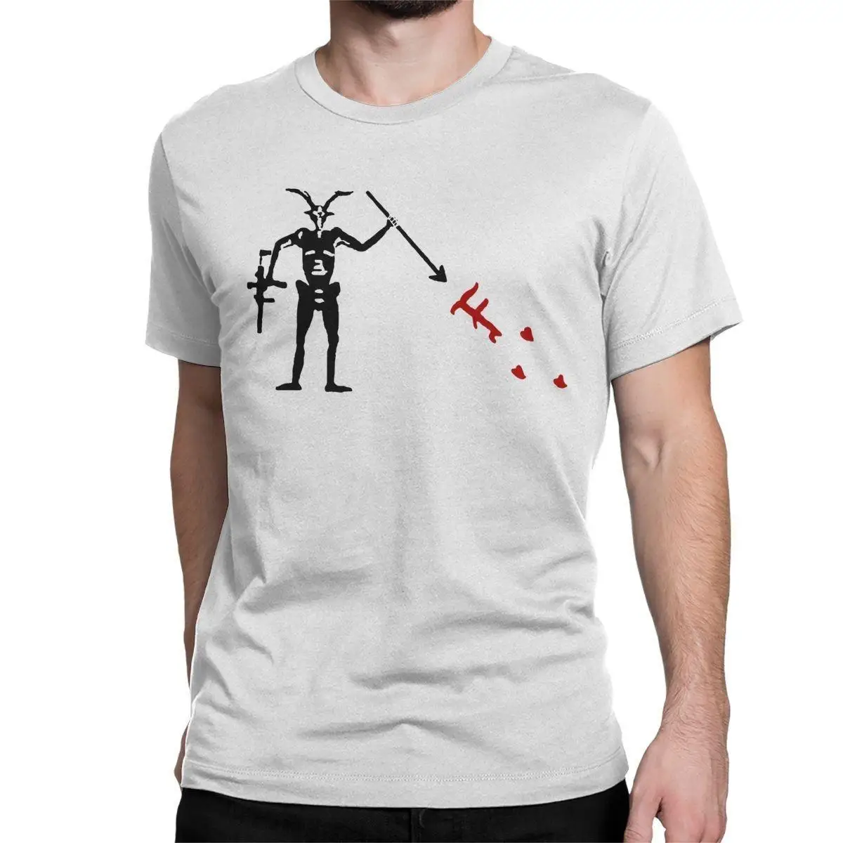 

Forward Observations Group T-Shirt for Men Death Skeleton Satan Vintage 100% Cotton Tees Round Collar Short Sleeve T Shirts