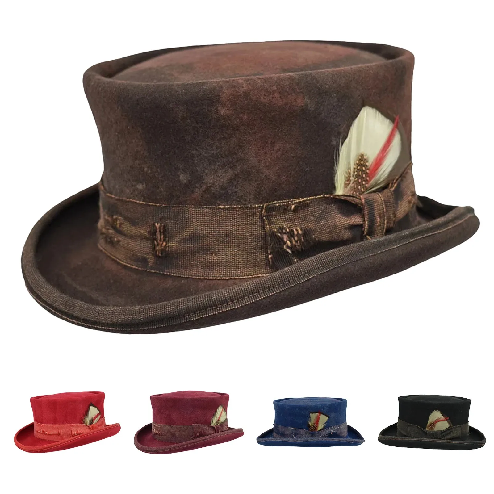 Symmetric Hat Wool Hat Women Men Unisex Hat Steam Punk Hat Top Hat Fashion Ribbon Wool Blend French Bonnets Women Ladies Hats