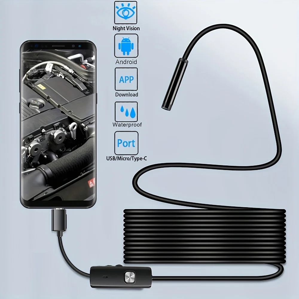 

1m/78.74inchEndoscope Camera Waterproof Endoscope Borescope Adjustable Soft Wire 7mm