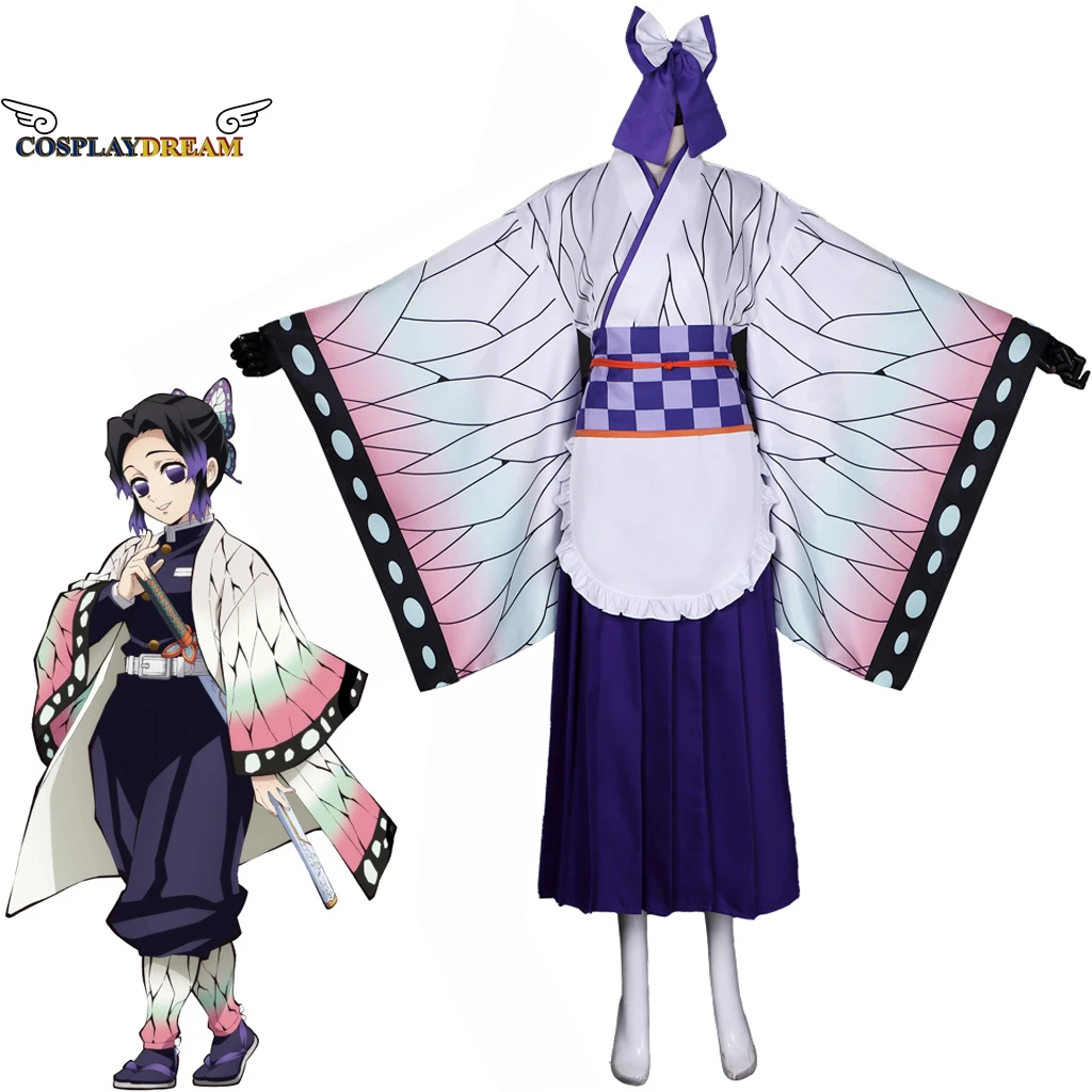 

Kochou Shinobu Cosplay Costume Demon Slayer Cosplay Anime Shinobu Haori Kimono Dress Suit Woman Halloween Costume Custom Made