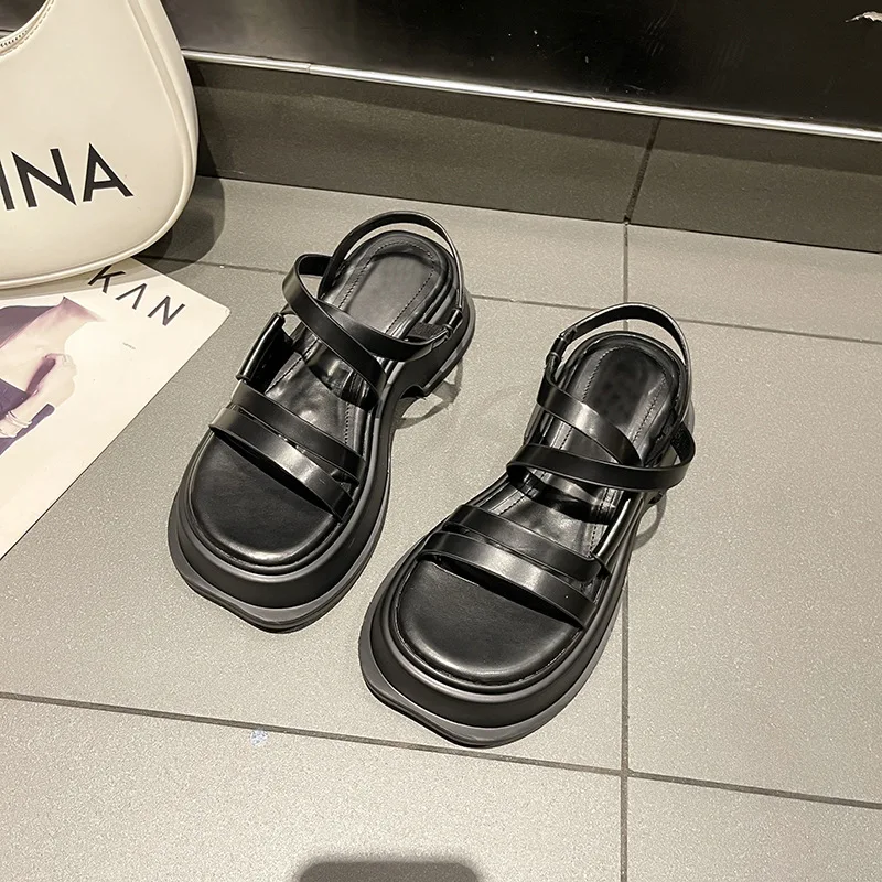 Antovo New Platform Women Sandals Fashion Summer Band Thick Sole High Heels 6Cm Sandal Ladies Elegant Outdoor Gladiator Shoes