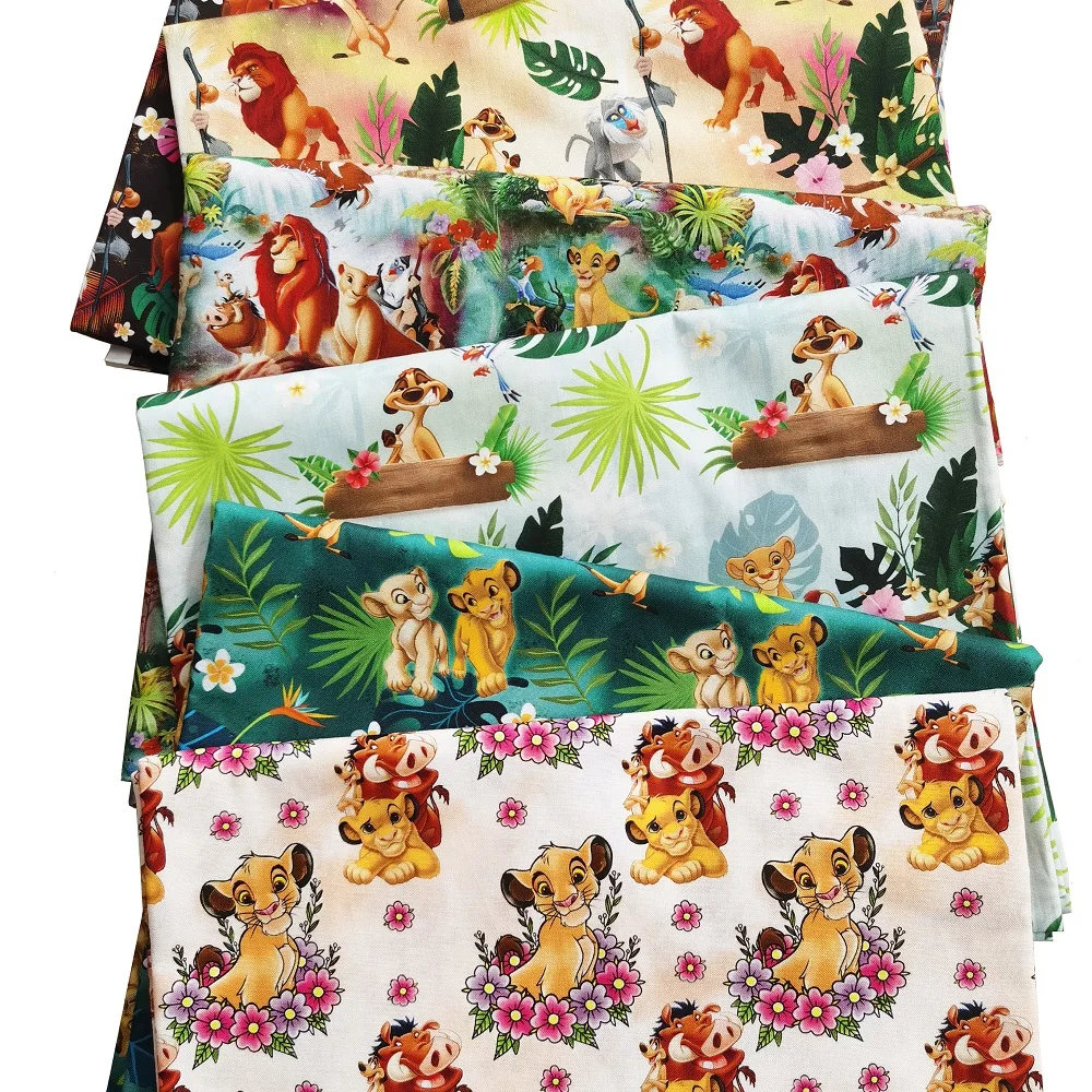 

Ткань из хлопка для шитья и квилтинга, ткань из поплина с мультяшным рисунком короля льва из мультфильма «Disney By The Yard», материал для рукодели...