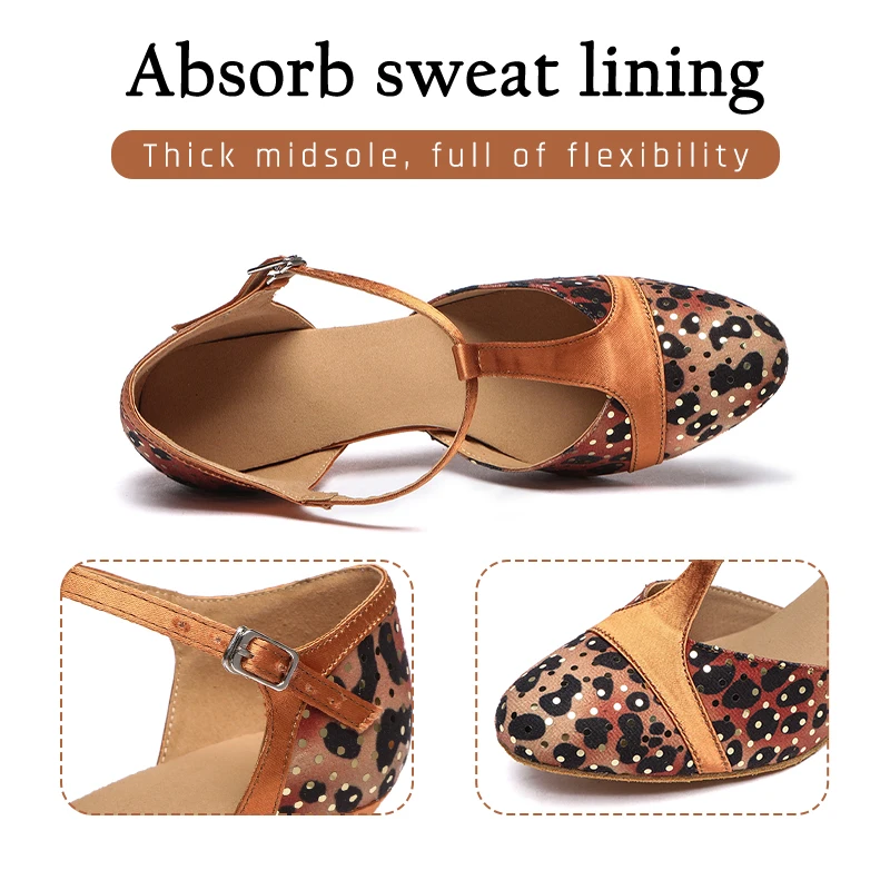 Hipposeus Professional Latin Dance Heel 3-10 CM Black Lady Dance Shoes Soft Samba Rumba Modern Tango Professional Wholesale