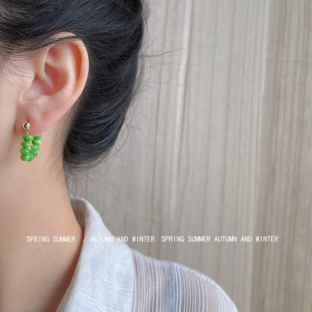 

green a cat 's-eye zircon Earrings For Women Trendy Shiny Pearls Dangle Earrings Korean Jewelry Girls Party Gifts