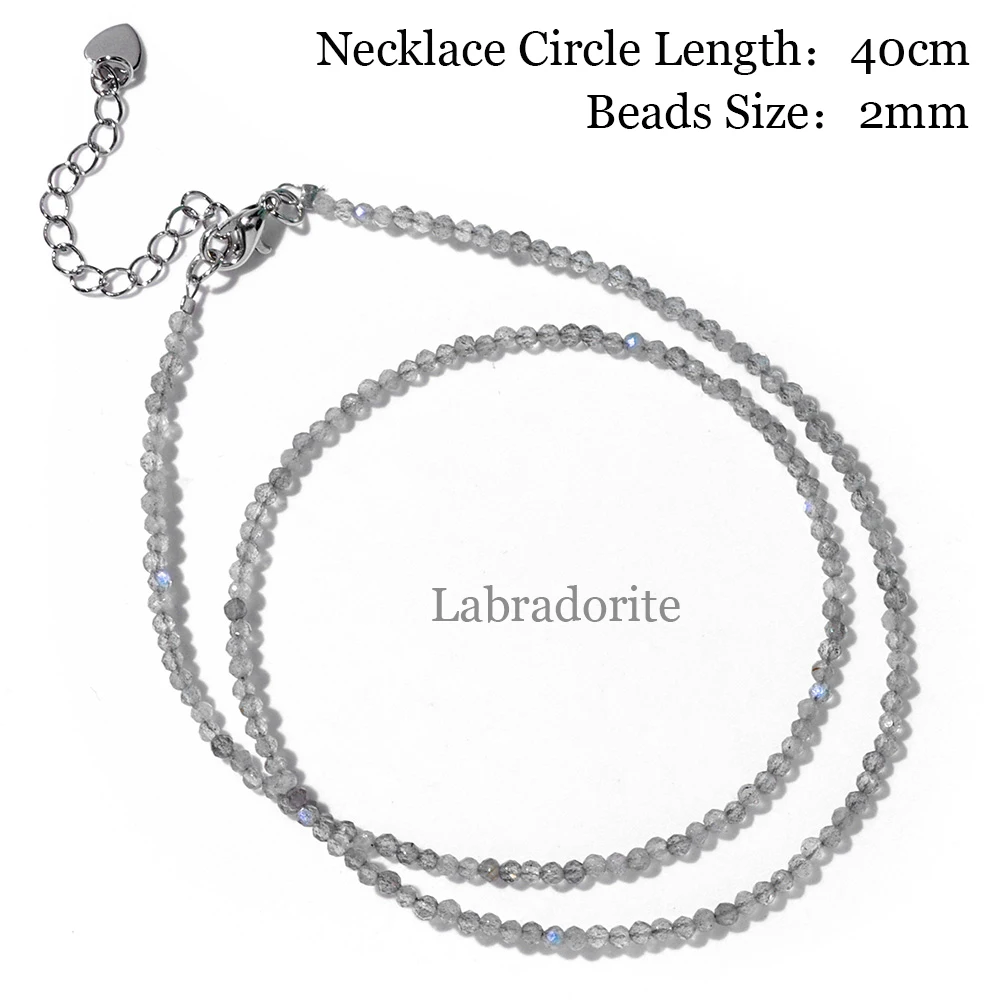 Модное ожерелье с гранеными бусинами 2 мм мини-ожерелье из натурального камня