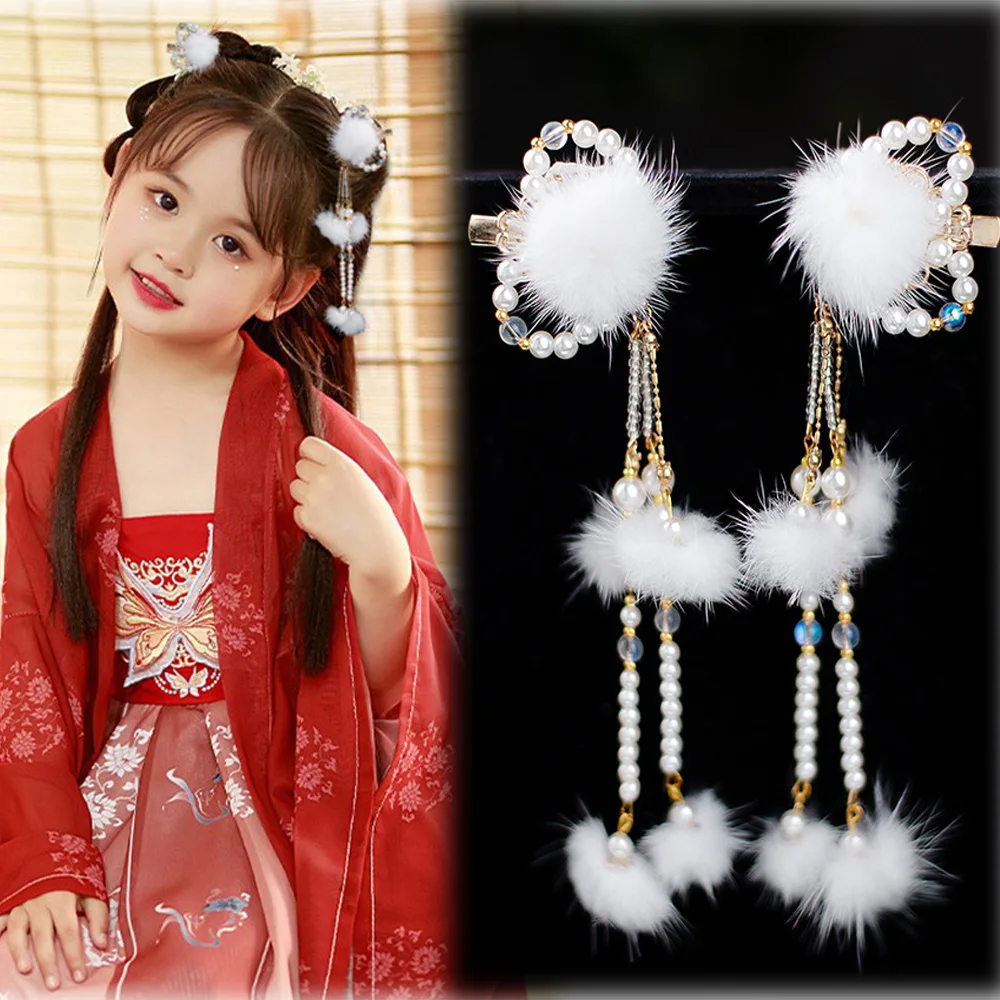 

Шпилька для волос Hanfu, Шпилька для волос в виде кролика, милая заколка с кроличьими краями и кисточкой, ежедневное классическое искусственно...