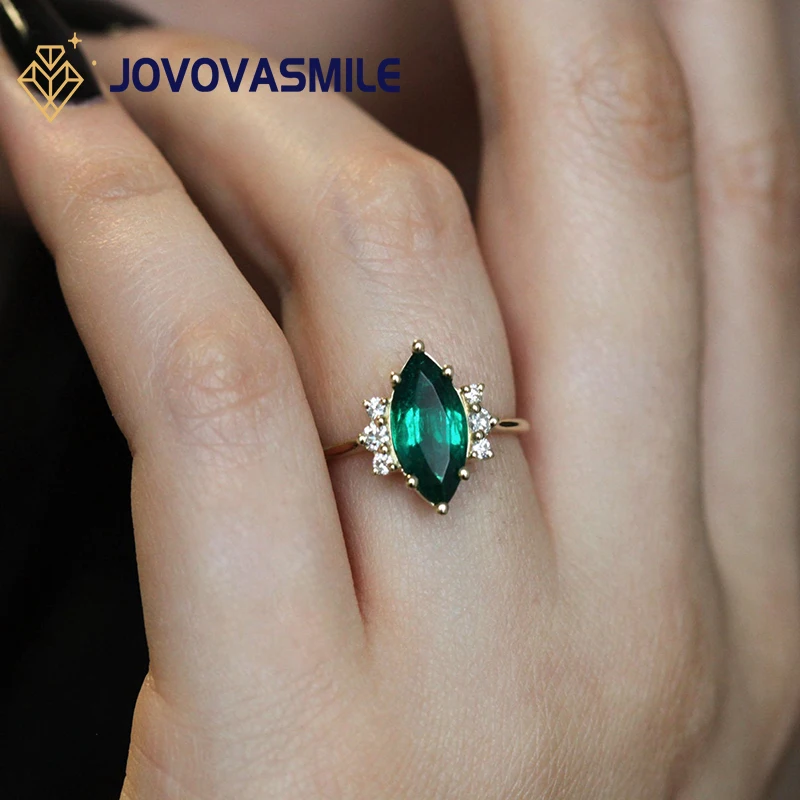 

JOVOVASMILE Vvs Moissanite Ring 1.5carat Marquise Hillary Emerald Gemstone Approx. 2 Mm 1.5 Mm Lab Grown Diamond