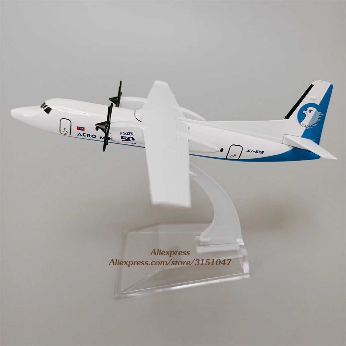 

Alloy Metal Air AERO MONGOLIA FOKKER 50 Airlines Diecast Airplane Model FOK F-50 Airways Plane Model w Stand Aircraft Gifts 16cm