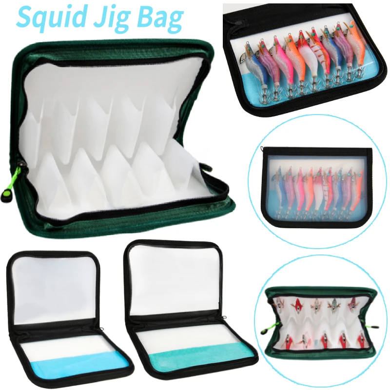 

Squid Jig Bag Waterproof Fishing Accessories Lure Pouch Portable PVC Storage Lure Case Holder with Zipper Fishing Tool Organizer