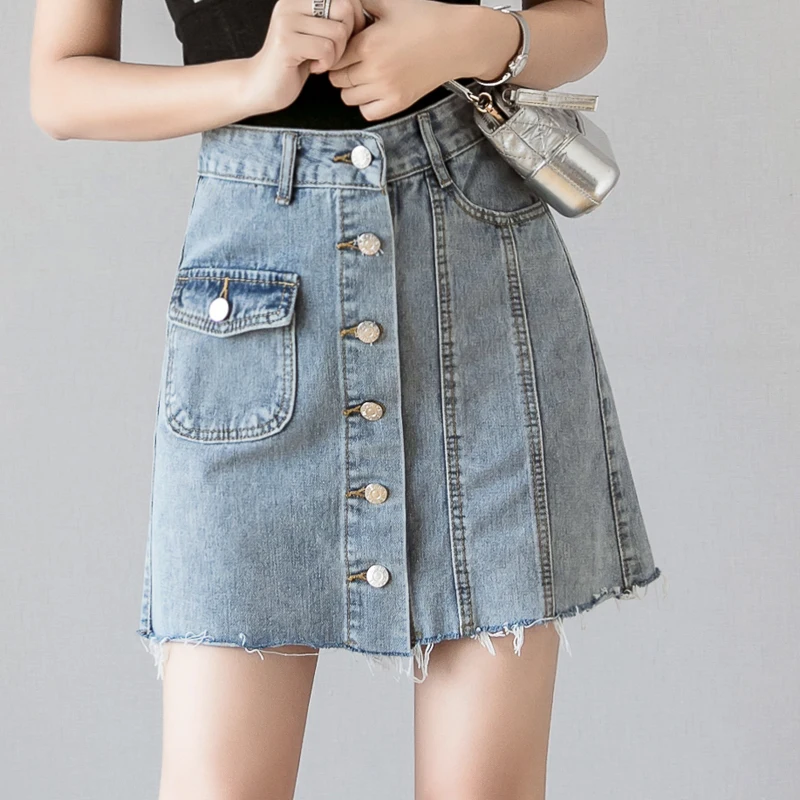 

Короткая ковбойская юбка с разрезом, летняя тонкая юбка с высокой талией для девушек, посылка Кая юбка с ягодицами