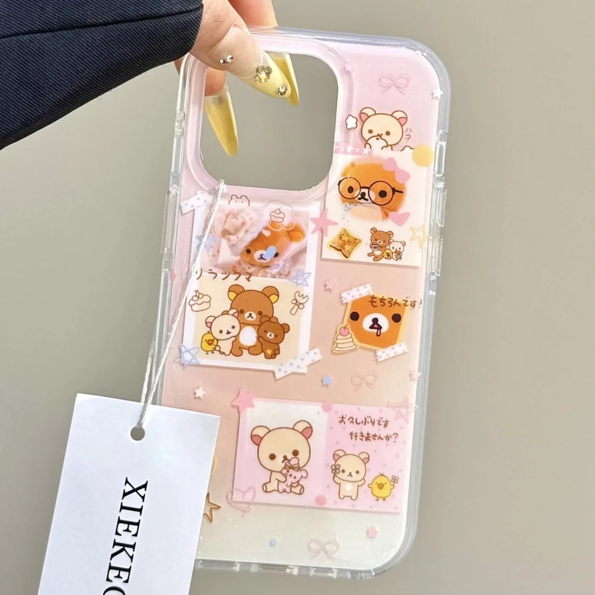 Фото Корейский полноэкранный чехол для телефона R-Rilakkuma для iPhone 17, 16, 15, 14, 13, 12, 11 Pro Max 14, 15, 16, 17 Air Plus Sweet Y2K Girl Cover №2