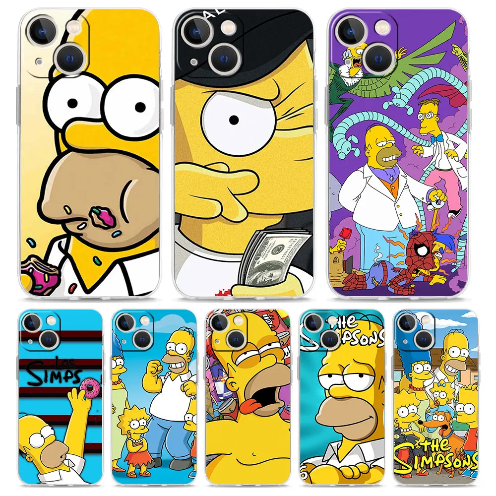 

Disney Cartoon Simpsons Phone Case For iPhone 13 11 12 Pro Max X XR XS 7 8 Plus SE 2022 Transparent Soft Silicone Cover Fundas