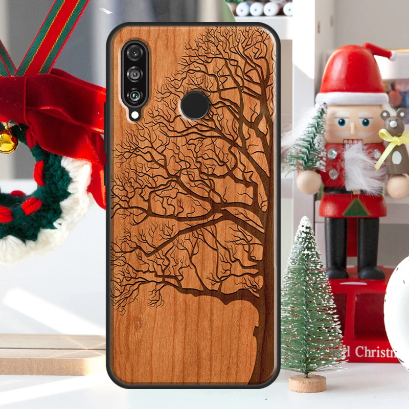 Чехол из дерева бамбука с цветочным узором для Huawei Nova 9 10 SE 11 Pro Y60 Y70 Y90 Y61 Y91 Y72 Y73 12i 11i 8i P20 P30 P40 Lite (art.: 3920db7ede3ed) - 3920db7ede3ed