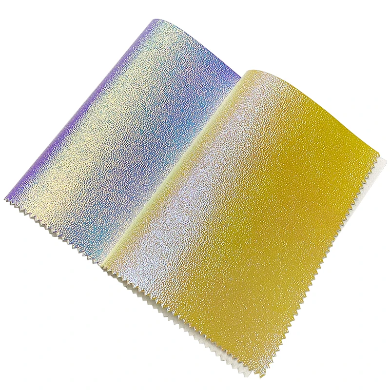 

Litchi Grain Embossed Holographic Faux Leather Spunlace nowen Backing for Packaging/Jewelry Box/bags 46*135CM