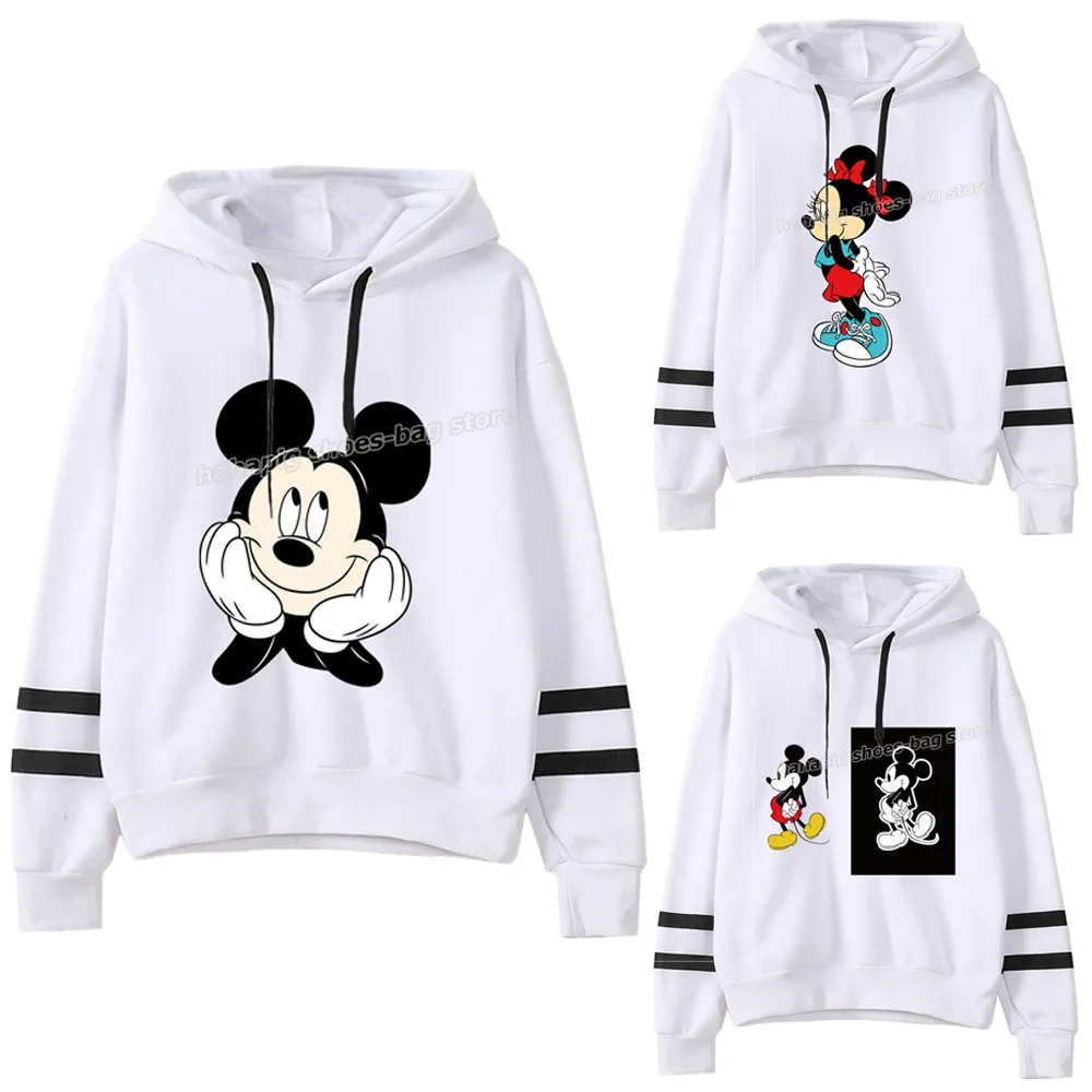 

Disney Women Fashion Hoodies Mickey Mouse Drawstring Patchwork Sweatshirt Ladies Hooded Thin Pullover Autumn Long Sleeve Shirt