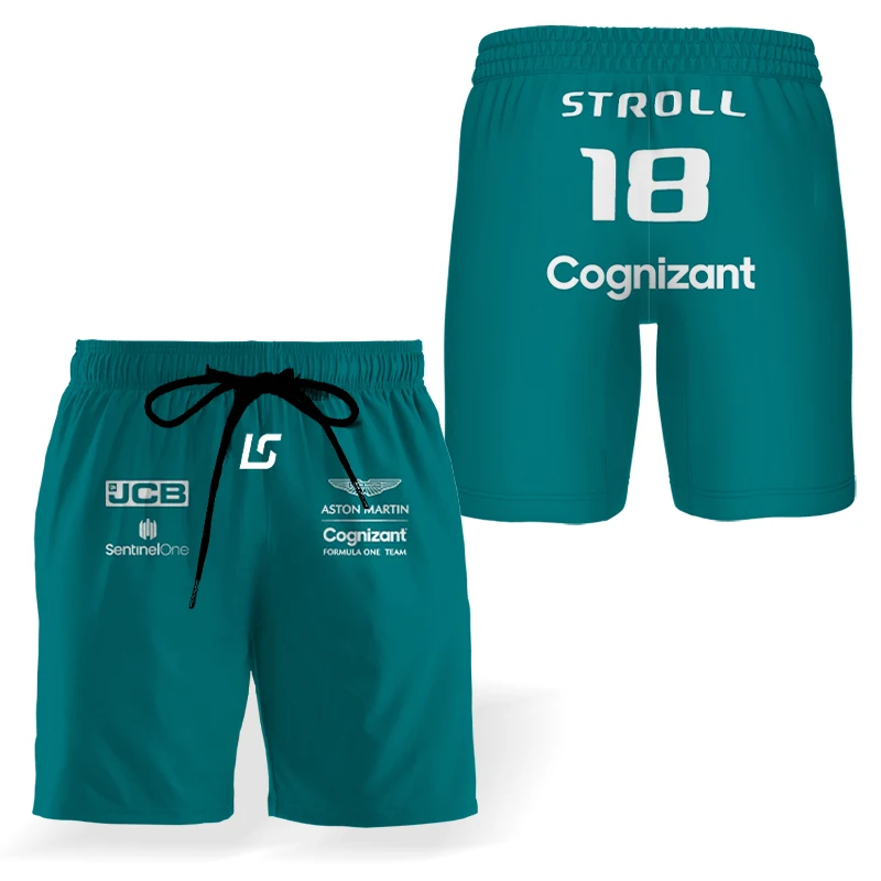 

2023 New F1 Team Aston Martin Summer Shorts Formula One Racing Driver Alonso New Design Beach Pants Sports Pants