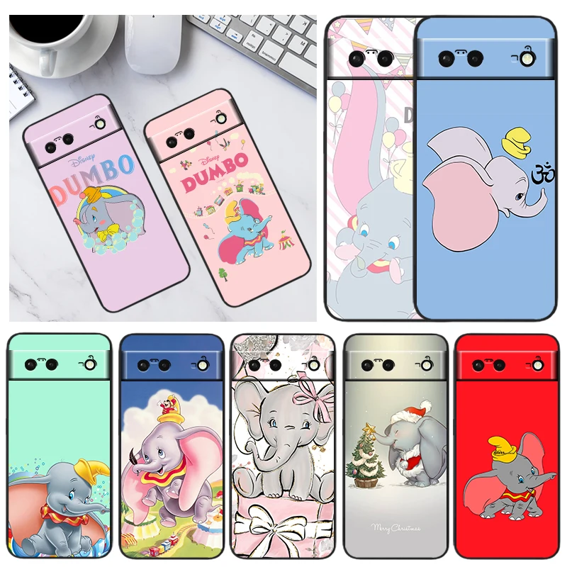 

Disney Dumbo Cartoon Phone Case For Google Pixel 7 6 Pro 6A 5A 5 4 4A XL 5G Black Shell Soft Cover Fundas Coque Capa