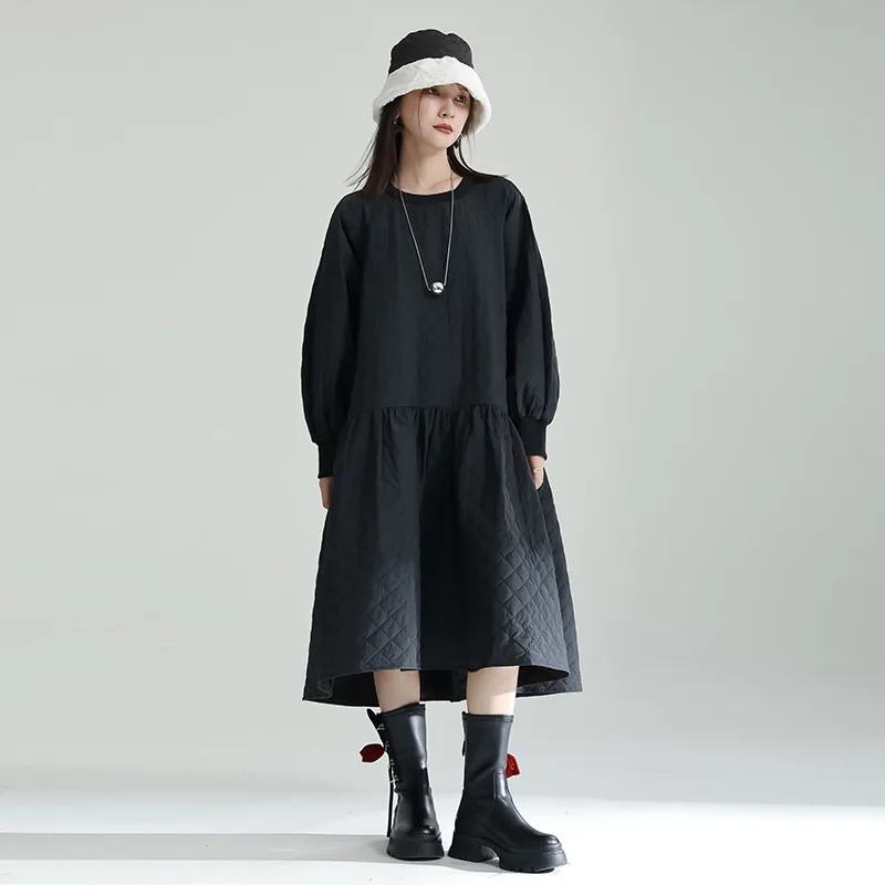 2022 Niche Design Winter New Cotton Dress Dress Loose Pendulum Thin Long Cotton Clothing Female