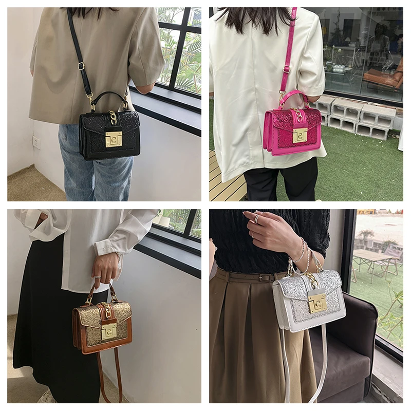 Fashion Sequin Shoulder Messenger Crossbody Bags Women Handbag Luxury Vintage Ladies Clutch Casual Totes Female Purse 2023 New