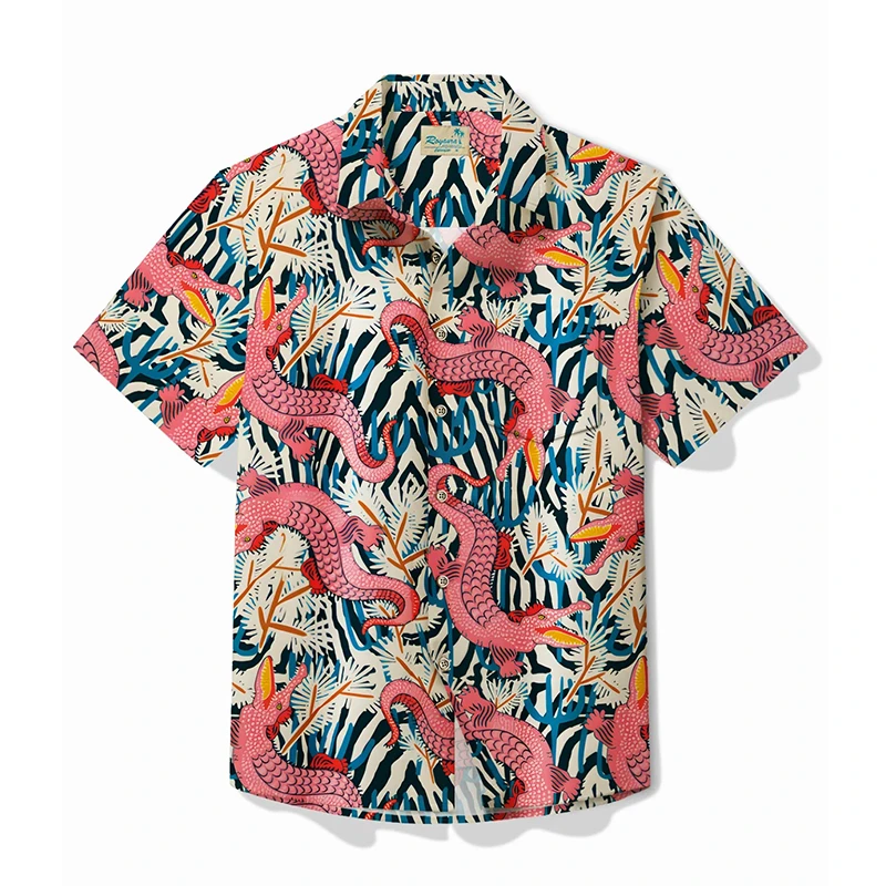 Мужская Дизайнерская блузка с коротким рукавом лацканами модная уличная одежда