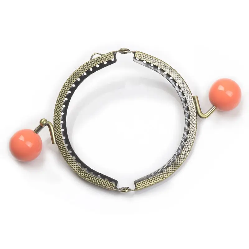 10pcs/lot 8.5cm Round Metal Purse Frame Handle for Clutch Bag Accessories Making Kiss Clasp Lock Bronze Tone Candy Bags Hardware