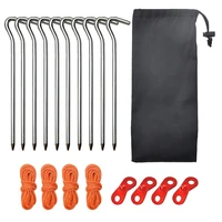 outdoor camping tent stake pegs 10 pieces with guyline guy rope 4 pieces adjuster tensioner backpacking hiking