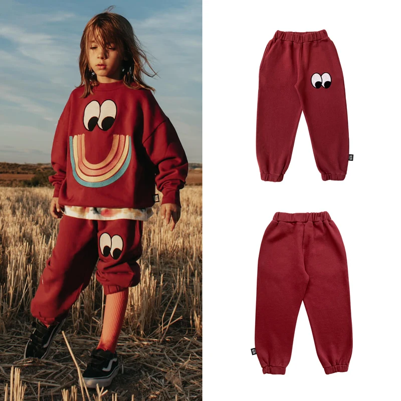 

Kids Pants 2023 Autumn LMH Printed Eyes Ball Jogging Pants Girls Boys Casual Pants for Autumn Clothes