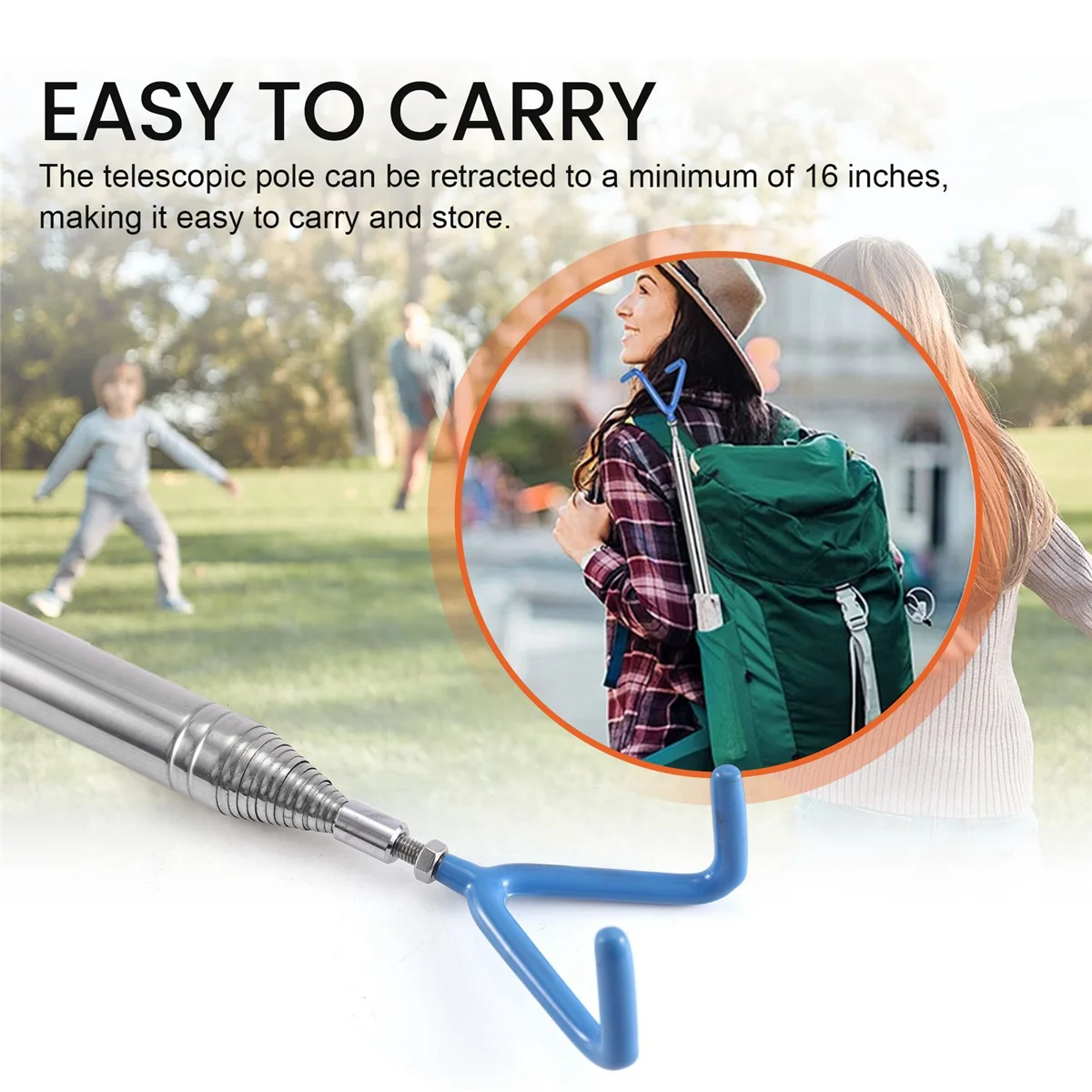 Полюс для извлечения дисков гольфа с 3 крючками телескопический инструмент