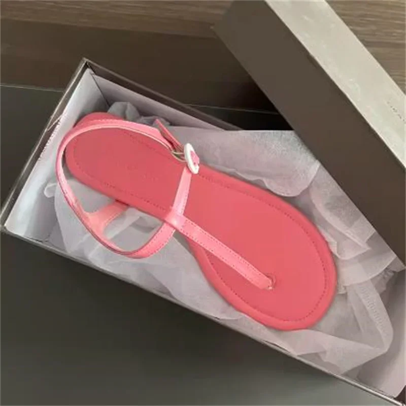 Шлепанцы женские с круглым носком сандалии пряжкой плоский каблук однотонные