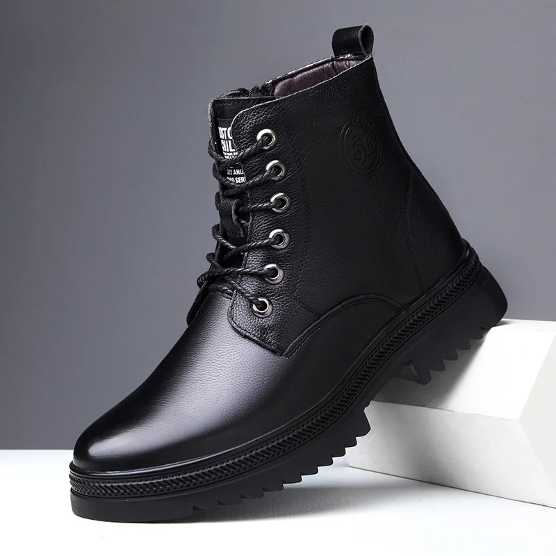 

Luxury brand genuine 2023 New British Martin Autumn and Winter Fleece Warm Cotton Big Head Workwear High Top Men's Leather Boots