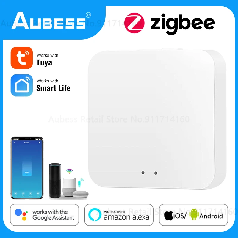 

Беспроводной хаб-шлюз Aubess Tuya Zigbee 3,0, хаб для умного дома, мост для умного дома с протоколом Zigbee, дистанционное управление для Alexa Google Home